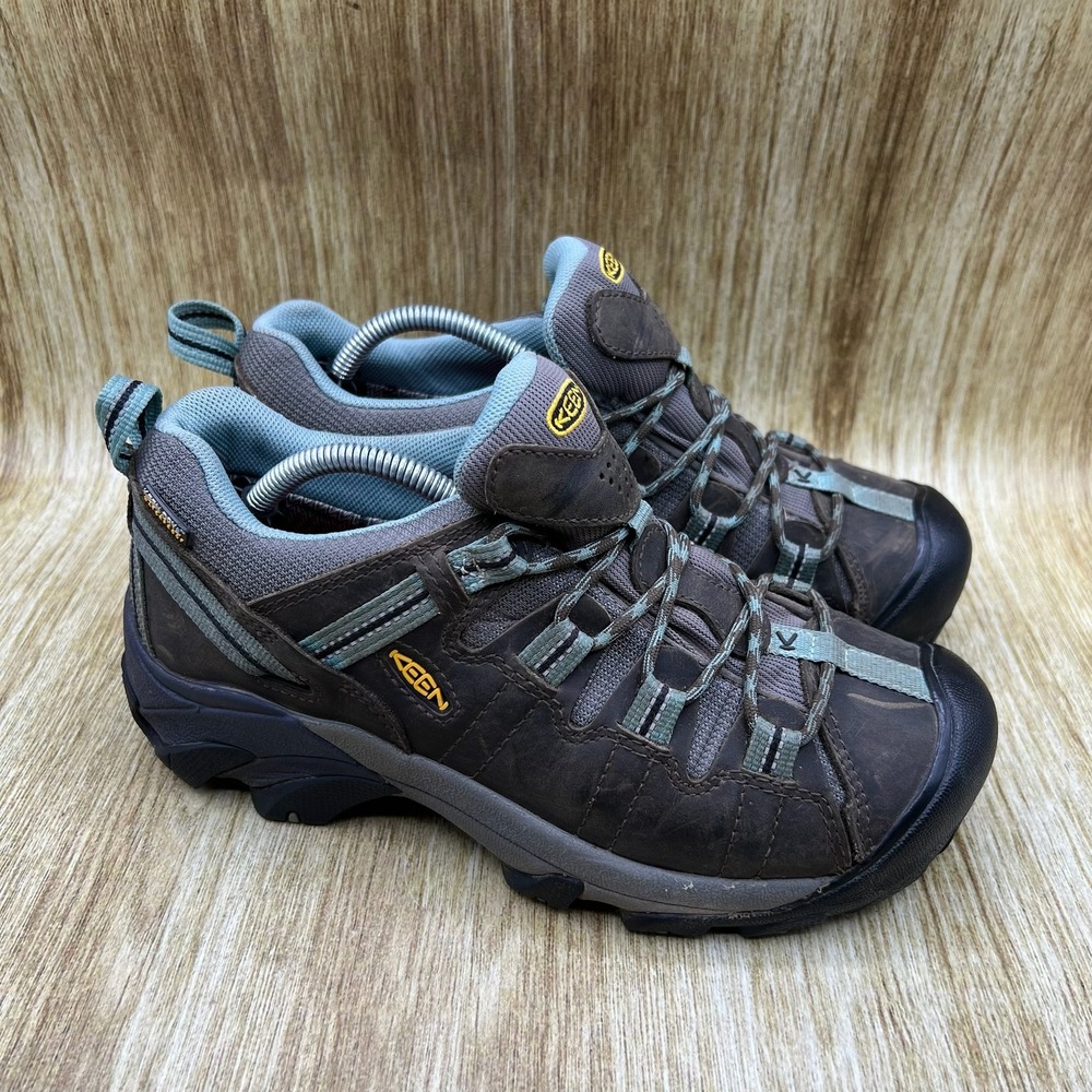 Keen Targhee II WP Hiking Shoes Womens 7.5 Brown Blue Waterproof Leather 1012244